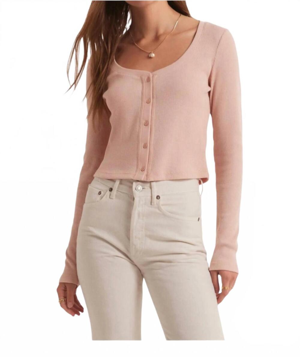 NEW Z SUPPLY ciana cropped waffle top in soft pink